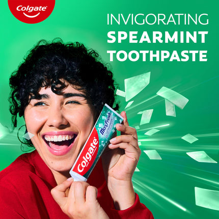 Colgate Max Fresh con Pasta Dental Blanqueadora y Mini Bandas Refrescantes, Pasta Dental Menta Limpia para el Mal Aliento, Tubo de 178 g