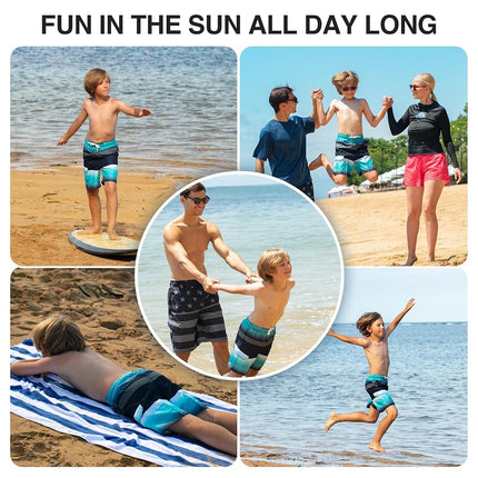 Bañador de natación Kanu Surf Echo de secado rápido UPF 50+ para niños, Waterfront Black/Aqua, 8, Waterfront Black/Aqua, 8