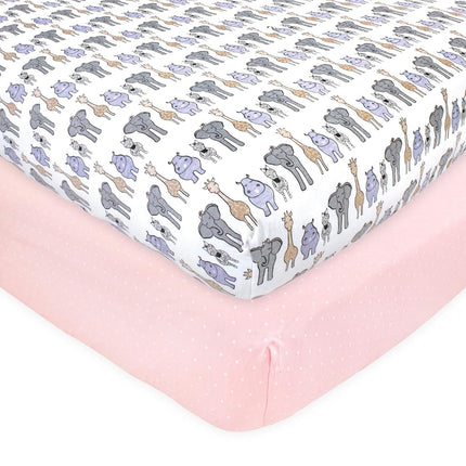 Drap-housse Hudson Baby en coton unisexe pour lit de bébé, Safari Rose, Taille unique