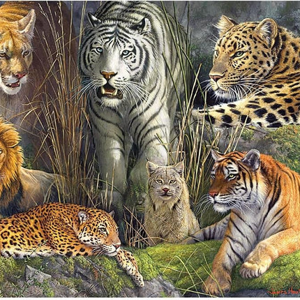 Buffalo Games - James Hautman - Big Cat Collage - Puzzle de 1000 pièces pour adultes - Un puzzle stimulant parfait pour les soirées jeux - Taille finale : 68 x 50 cm