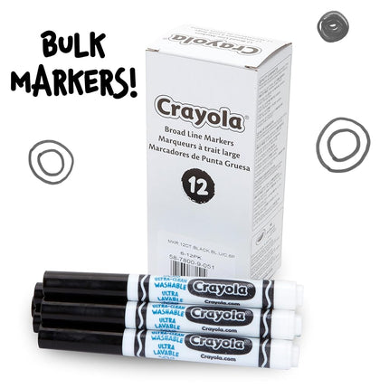 Crayola Black Washable Markers, Broad Line Markers, 12 Count