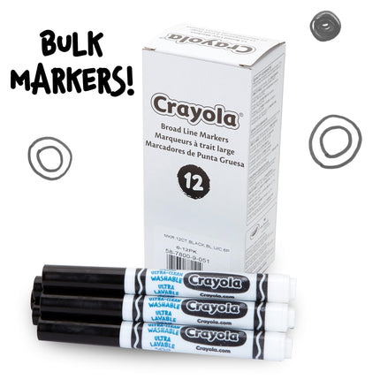 Marcadores lavables negros de Crayola, de trazo grueso, 12 unidades