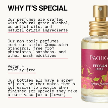 Pacifica Beauty Spray Perfume, Rosa Persa, 1 Onza Líquida