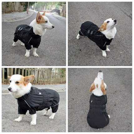 Dogs Waterproof Jacket, Lightweight Waterproof Jacket Reflective Safety Dog Raincoat Windproof Snow-proof Dog Vest for Corgis Dachshund Small Medium Large Dogs Black D-M