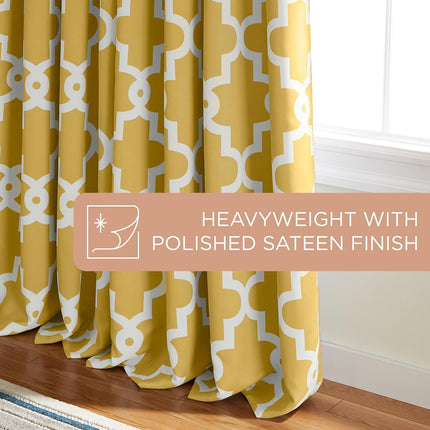 Exclusive Home Curtains Ironwork Woven Blackout Grommet Top Panel Pair, Sundress Yellow, 52x84, 2 Piece