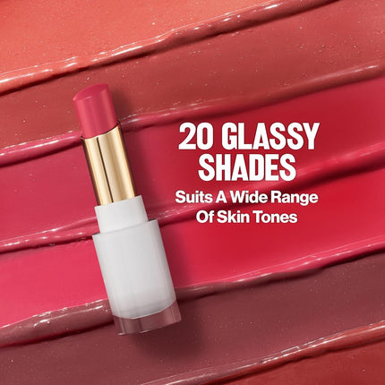 REVLON Super Lustrous Glass Shine Balm, Hydrating Tinted Lip Balm with Hyaluronic Acid, Aloe & Rose Quartz, Light Brown Lipstick, NEW Shade, 011 Sparkling Honey, 0.11 oz