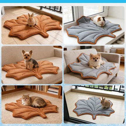 KOOLTAIL Upgrade Self Warming Cat Mat for Winter, Reversible Extra Cozy Pet Sleeping Blanket Pad for All Season, Thicken Self Heating Puppy Bed with Thermal Foil for Crate, Floor, Outdoor, Maple Leaf