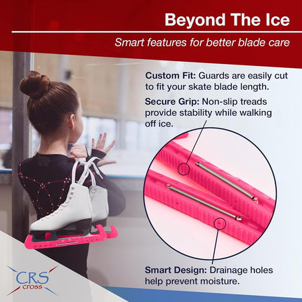 CRS Cross Skate Guards, Soakers and Towel Gift Set - Ice Skating Guards and Soft Skate Blade Covers for Figure Skating or Hockey (Power Pink, Large)