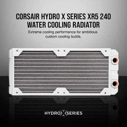 Corsair Hydro X Series, XR5 240 mm Water Cooling Radiator (Dual 120 mm Fan Mounts, Easy Installation, Premium Copper Construction, High-Quality Polyurethane Coating, Integrated Fan Screw Guides) Black,CX-9030002-WW