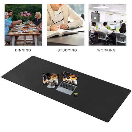 MAIDERN 180 x 60cm Desk Mat, Large Desk Pad, Cork & Leather Large Mouse pad for Desk, Waterproof Computer Desk Mat for Gaming Home Office (Black)