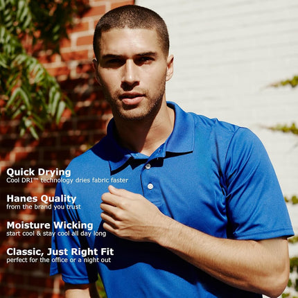 Hanes Sport Men's Cool DRI Men's Performance Polo,White,XX-Large