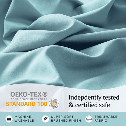 LuxClub 4 PC Sheet Set Bamboo Sheets Deep Pockets 18Inch Eco Friendly Wrinkle Free Sheets Hypoallergenic Anti-Bacteria Machine Washable Hotel Bedding Silky Soft - Aqua Single