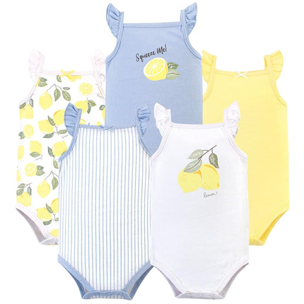 Hudson Baby Unisex Baby Cotton Sleeveless Bodysuits, Lemon, 0-3 Months