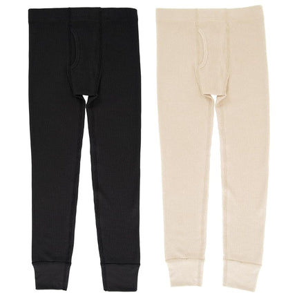 Fruit of the Loom Boys' Premium 2-Pack Thermal Waffle Bottom, Black/Natural, 14-16