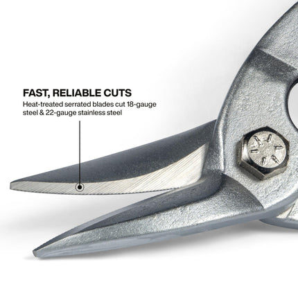 Metal Shears, Aviation Snips with Wire Cutter, Left Curvature Klein Tools 1200L