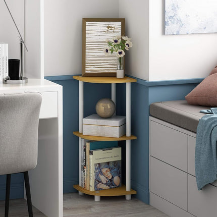 Furinno TURN-N-TUBE 3-Tier Corner Shelf, Bookcase, Beech