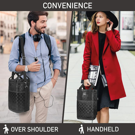 opux Wine Bag, 4 Bottle Wine Cooler Bag, Insulated Wine Tote Carrier for Travel Picnic BYOB, Leakproof Padded Portable Wine Bottle Bag for Wine Lovers Gift Women Men Christmas (Black Square)