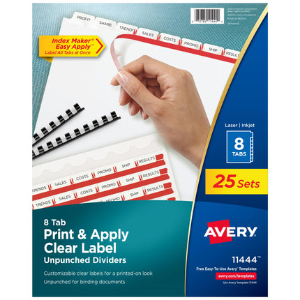 Index Maker Clear Label Unpunched Divider, 8-Tab, 