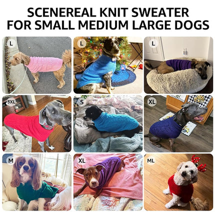 SCENEREAL Knitted Dog Sweater for Large Medium Small Dogs, Cat Dog Winter Coat Warm Sweatershirts Outfits, Classic Pet Clothes with Leash Hole, Soft Pet Knitwear Apparel for Girls Boys, Pink XXXL