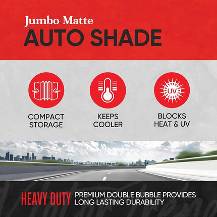 Pare-soleil avant Motor Trend - Pare-soleil accordéon jumbo pliable pour voiture, camion, SUV - Bloque les rayons UV, protection de pare-soleil - Maintient votre véhicule au frais - 167 x 68 cm