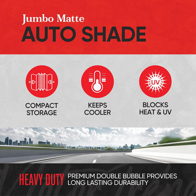 Motor Trend Front Windshield Sun Shade - Jumbo Accordion Folding Auto Sunshade for Car Truck SUV - Blocks UV Rays Sun Visor Protector - Keeps Your Vehicle Cool - 66 x 27 Inch