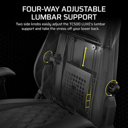 Corsair TC500 LUXURY Gaming Chair Breathable Textile � Wide Seat � Five-Way Armrests Adjustable � 90-160 Degree Tilt � Adjustable Lumbar Support � Shade