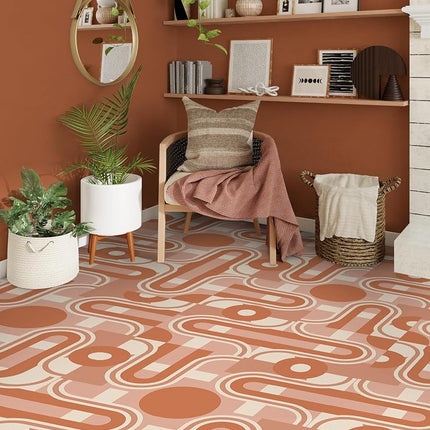 Very Gay Paint Brenda Daworld Terracotta Peel and Stick Floor Tiles, FP6337