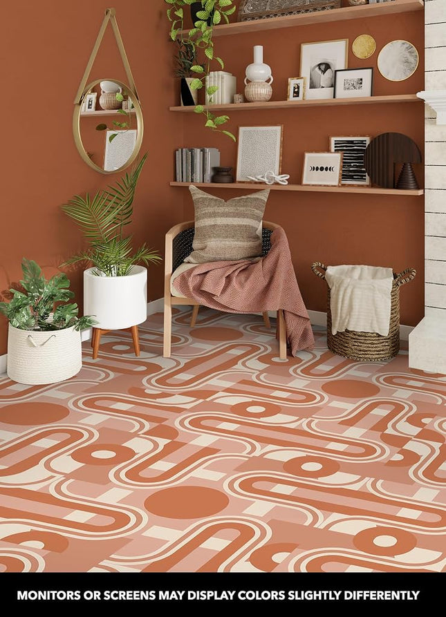 Very Gay Paint Brenda Daworld Terracotta Peel and Stick Floor Tiles, FP6337