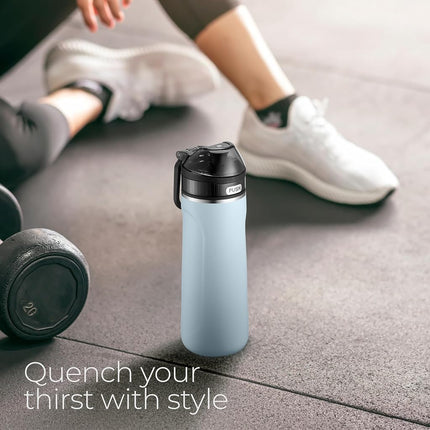 Botella de agua de acero inoxidable SipX™ de triple aislamiento - 18oz. Con tapa de pajita, botella de agua aislada reutilizable sin BPA que mantiene el frío durante 12 horas, botella de agua de metal hecha de material sostenible para senderismo