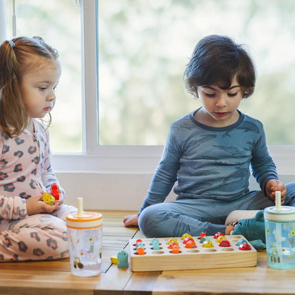 Zak Designs Toddler Cups for Travel or at Home, 15oz 2-Pack Durable Plastic Sippy Cups with Leak-Proof Design is Perfect for Kids (Silly Goose, Harvest)