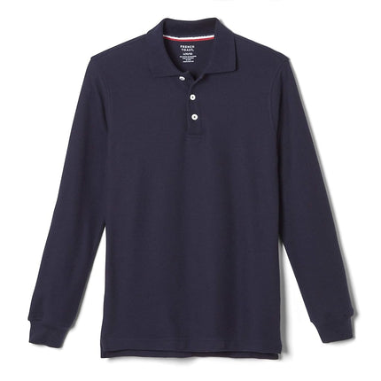 French Toast Boys' Long Sleeve Pique Polo Uniform Shirt, Blue, 6-7