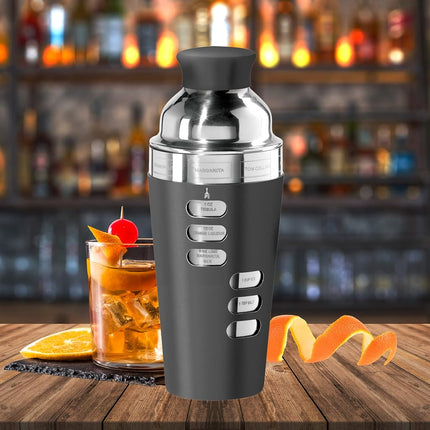 OGGI Dial A Drink Cocktail Shaker-23oz Stainless Steel Shaker, 8 Recipes, Stainless Steel Lid has Built in Strainer, Ideal Cocktail Mixer, Martini Shaker, Margarita Shaker & More, Stainless