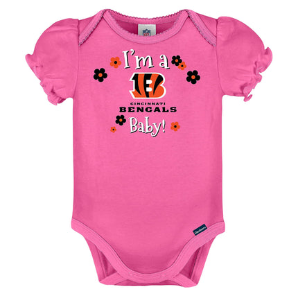 NFL Gerber Bébé Fille Lot de 3 Bodys Manches Courtes, Couleurs d'Équipe, 18 Mois