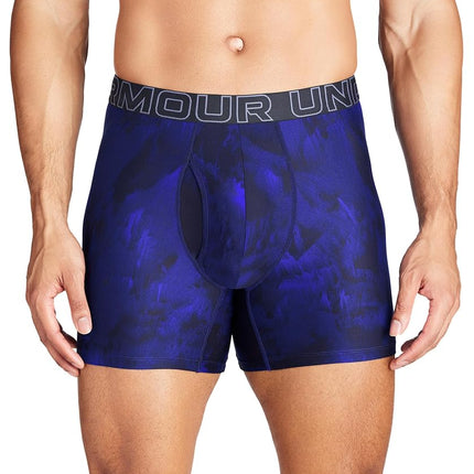 Under Armour Men's Tech 6-inch Boxerjock 2-Pack Boxer Briefs, Royal Windstream Print, Pack of 3, L