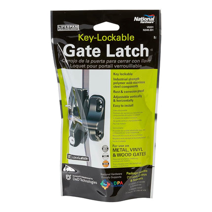 National Hardware V6201 LTCH BLK N346-201 4-9/16" LokkLatch Automatic Keyed Gate Lock Latch in Black