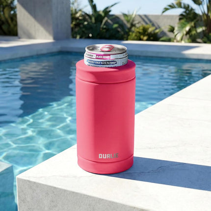 DUALIE 3 in 1 Insulated Can Cooler - Universal Size for 12 oz Cans, Slim Cans, and Bottles - 10+ Colors Available, Magenta