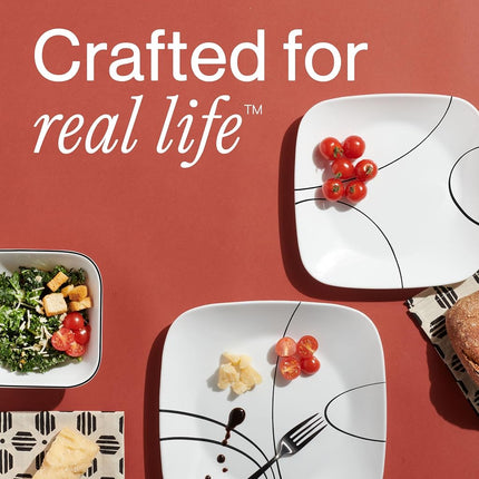 Corelle Square Simple Lines Lunch Plate Set, 6 Pack