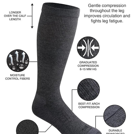 Dickies Men's Light Compression Comfort Over-The-Calf Socks, Available in M-XXL (2, 4 Pairs), Charcoal (2 Pairs), X-Large