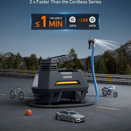AstroAI Car Tyre Inflator Air Compressor 12V DC, Fast Pump for Compact SUV