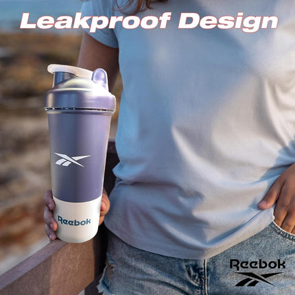 Vaso mezclador Reebok Athletic - Botella de proteínas de 500 ml - Para gimnasio, correr, senderismo - Sin BPA (azul)
