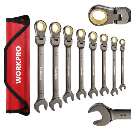 WORKPRO 8-piece Flex-Head Ratcheting Combination W