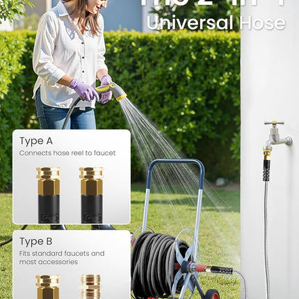 Cesun Female to Female Garden Hose 5 ft, Metal Short Water Hose, 5ft x 5/8"