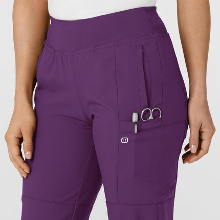 WonderWink Women's Comfort Waist Cargo Jogger Pant, Eggplant, Medium Petite