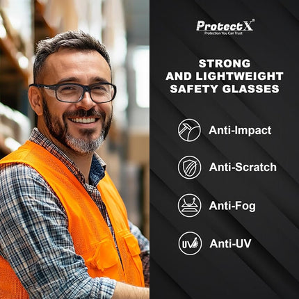 ProtectX Safety Reading Glasses 2.5 Diopter, Safety Glasses with Readers 2.5, Reader Safety Glasses, ANSI Z87.1 Rated with UV Protection - 2 Pack