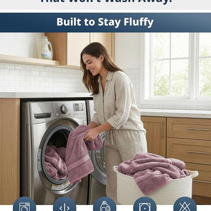 LANE LINEN 100% Cotton Large Bath Towels Set of 4 (28"x54") - Zero Twist, Mercerized Cotton Bathroom Towel 4 Pack - Quick Dry, Soft & Absorbent Large Towels Set - Oeko Tex Certified - Wishful Mauve