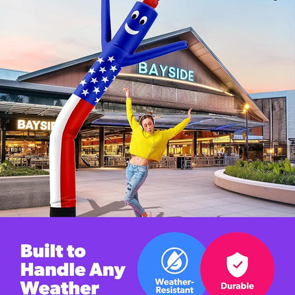 LookOurWay American Flag Themed Air Dancers Inflatable Tube Man Attachment, 10-Feet (No Blower)