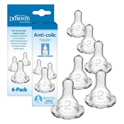 Dr. Brown's 6 Piece Standard Replacement Nipple, L
