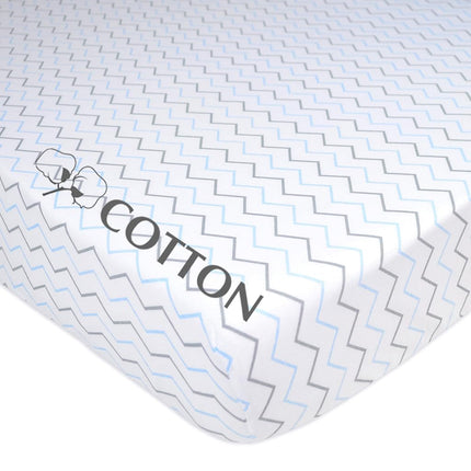 American Baby Company Printed 100% Cotton Jersey Knit Fitted Crib Sheet for Standard Crib and Toddler Mattresses, Blue Zigzag, for Boys and Girls