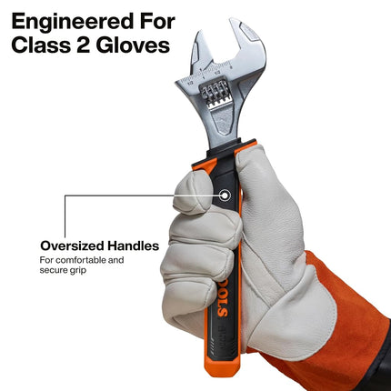 Klein Tools 47130INS Insulated Adjustable Wrench, 12-Inch, 1000V Rated, ASTM F1505 Certified, Class 2 Glove Compatible, Laser-Etched Jaw Markings