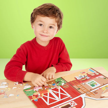 Melissa & Doug Puffy Sticker Play Set - On The Farm - 52 Reusable Stickers, 2 Fold-Out Scenes Restickable Farm Sticker Book, Puffy Farm Animals Removable Stickers for Kids Ages 4+ - FSC Certified